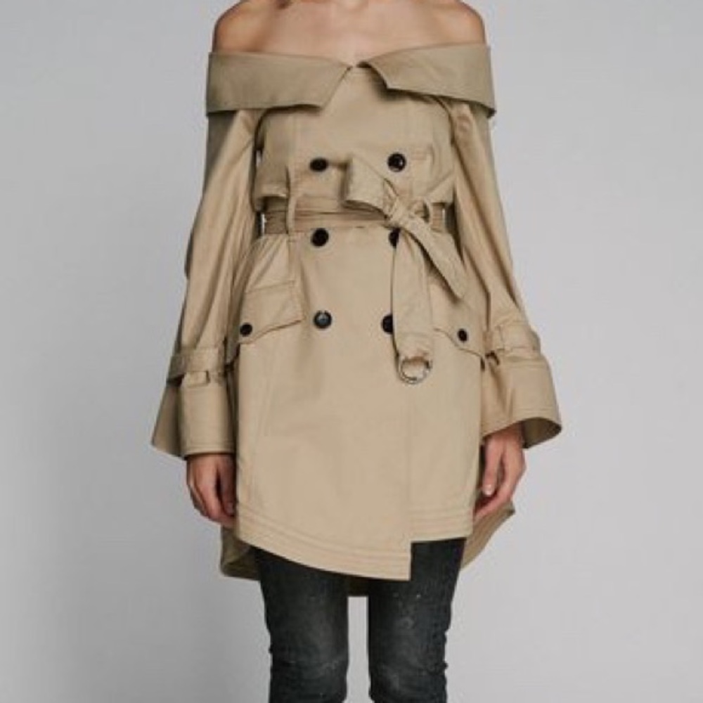 Marissa Webb Ellen Off-the-Shoulder Trench Coat